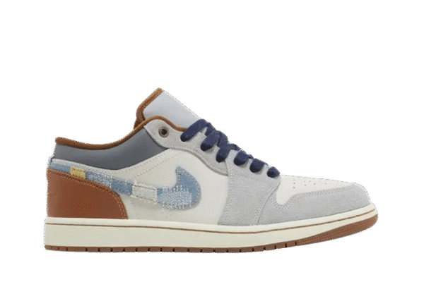 Jordan 1 Low SE Phantom Repaired Denim Swoosh With Box