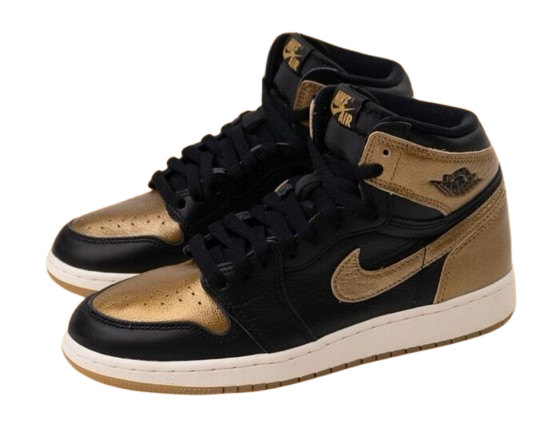 Nikee Air Jordan 1 High BLACK AND GOLD (SEMI UA) - Image 2
