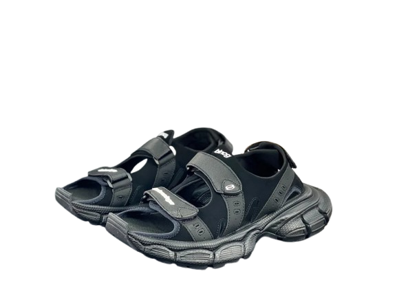 Balenciaga 3XL Logo Premium Sandal Black fixed - Image 2
