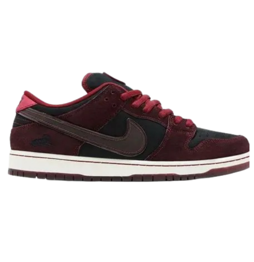 Nik e riot skateshop x dunk pro sb qs low mahogany dark beetroot