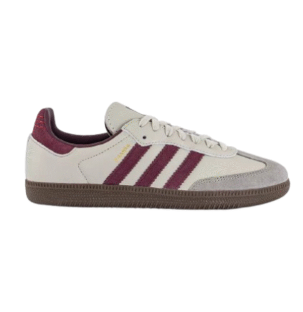 Adidass Samba OG Putty Grey Maroon Metallic Gold Womens