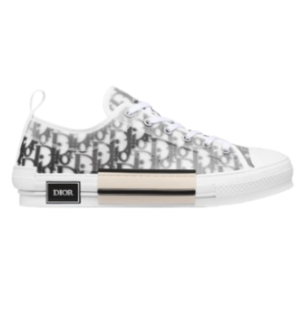 Dio.r b23 oblique low top sneaker white black canvas