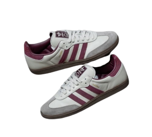 Adidass Samba OG Putty Grey Maroon Metallic Gold Womens - Image 2