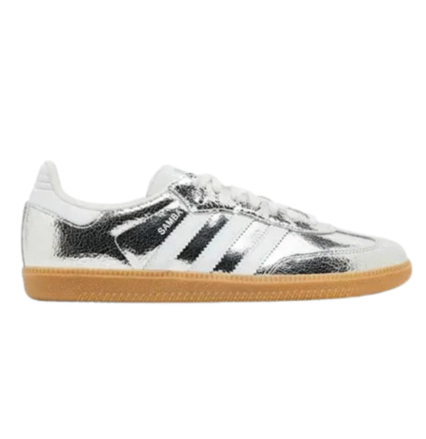 Adidass Samba OG Silver Metallic Cracked Leatherr