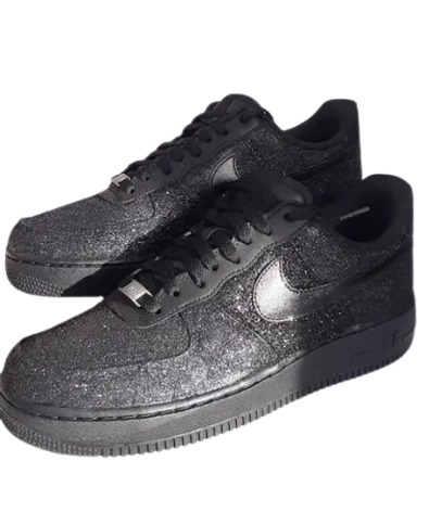 Nikee AirForce 1 All Black Glitter 689 - Image 2
