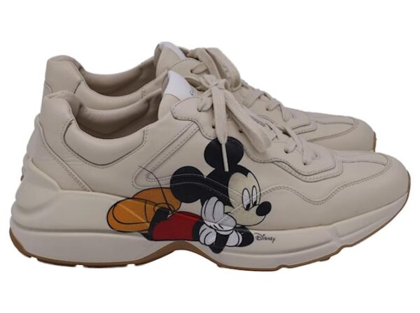 Gu_cci   disney x mickey mouse rhyton sneakers cream leather