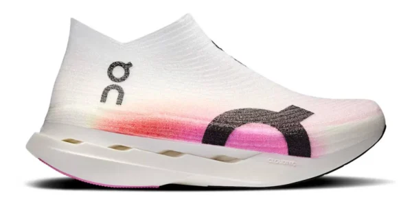 On Cloudboom Strike LS White and Raspberry