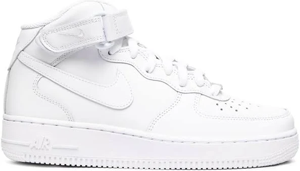 Ni_ke Airforce 1 HIGH MID WHITE GENUINE LEATHER LONG SHOES