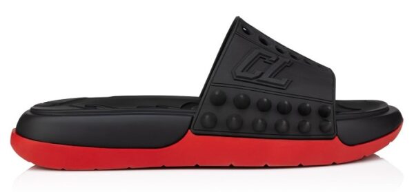 CHRISTIAN LOUBOUTIN TAKE IT EASY SPIKED SLIDES BLACK