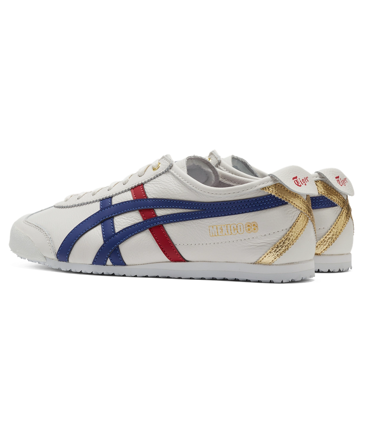 : Onitsuka Tiger Mexico 66 (White/ Blue/ Red/ Gold) Mens 7A Premium Sneakers - Image 3