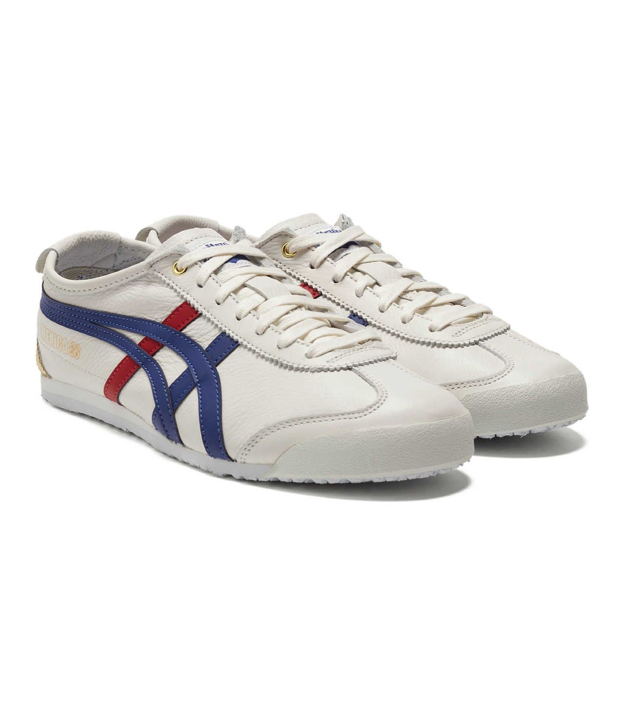 : Onitsuka Tiger Mexico 66 (White/ Blue/ Red/ Gold) Mens 7A Premium Sneakers - Image 2