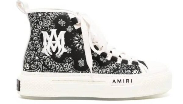 MA Court Leather-Trimmed Canvas High-Top Sneakers Black