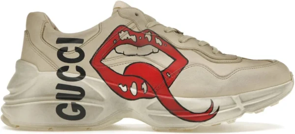 Gucci Rhyton Leather Sneakers with Lip Print
