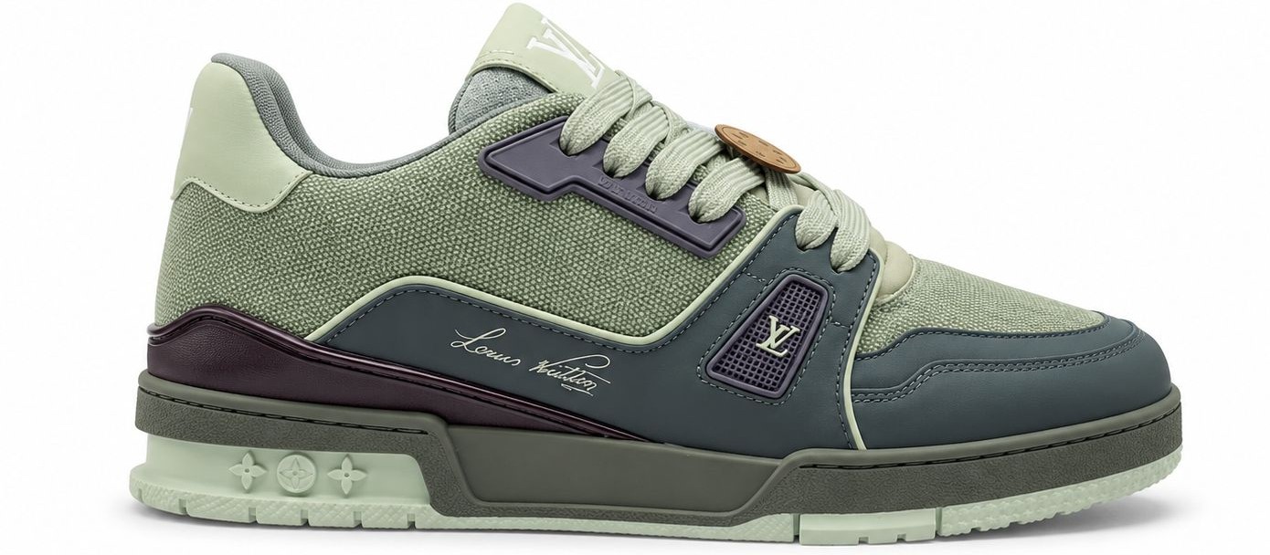 Louis Vuitton LV Trainer Grey Blue Textile Leather UA Quality