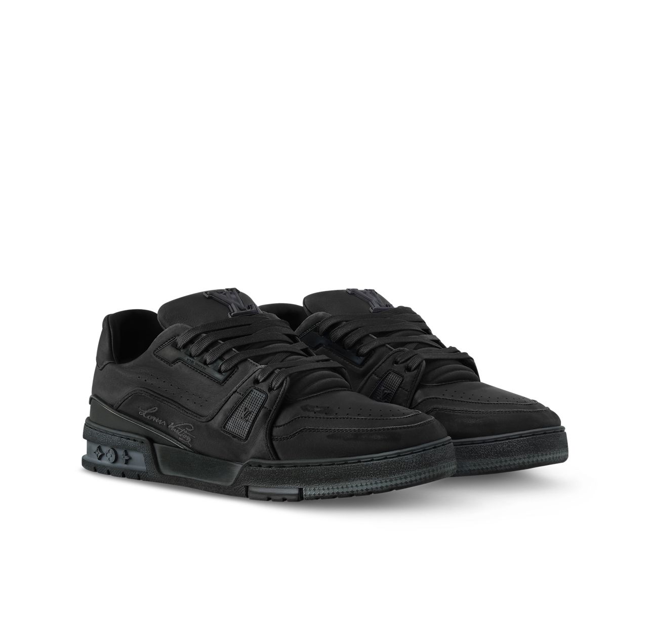 Louis Vuitton Premium Distressed Black Trainers - Image 2