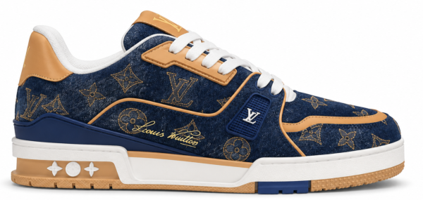 LOUIS VUITTON PREMIUM MONOGRAM “DENIM CALF LEATHER TRAINERS”