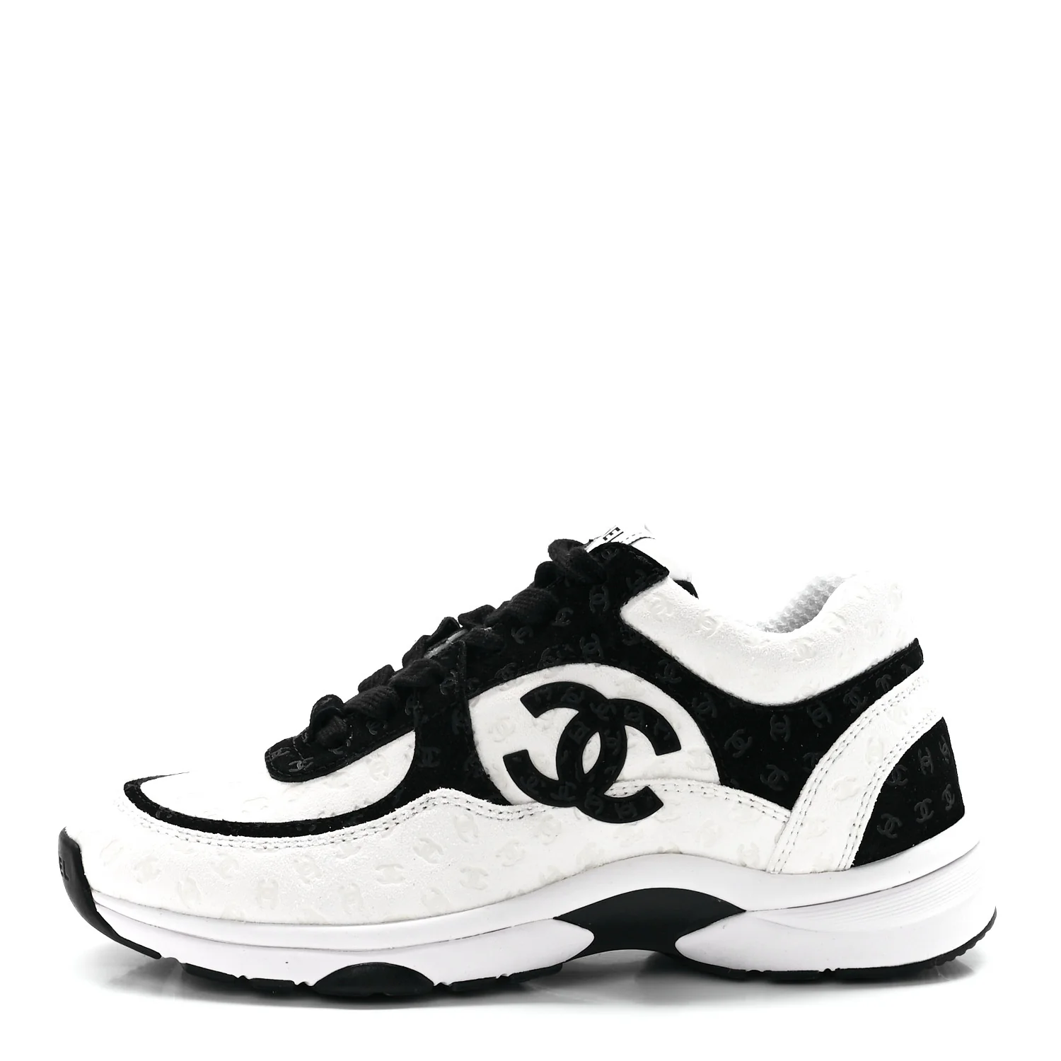 CHANEL CC EMBOSSED LOGO WHITE BLACK SUEDE - Image 2