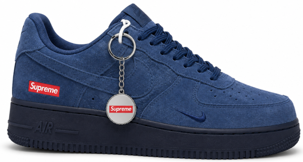 Airforce 1 Supreme Dark Denim Navy Blue Suede