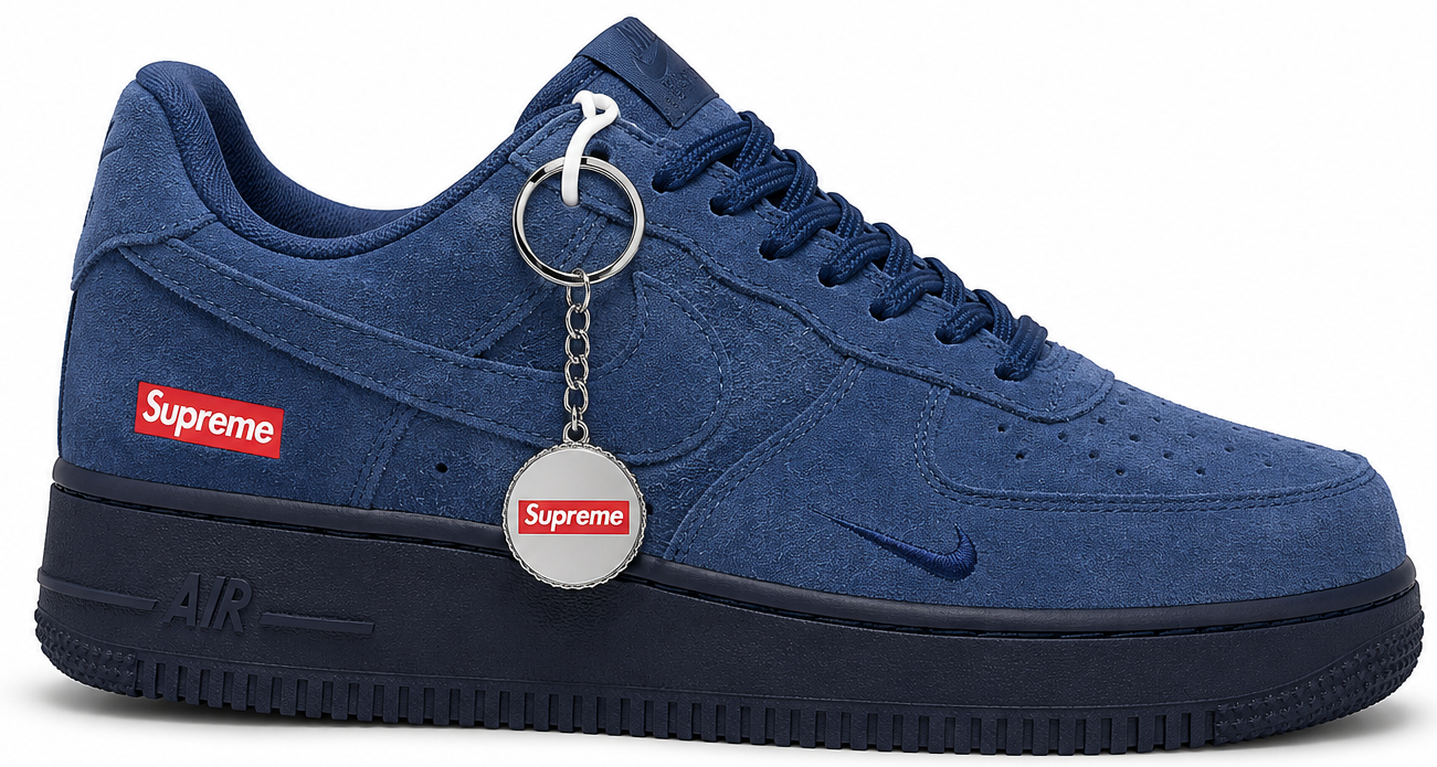 Airforce 1 Supreme Dark Denim Navy Blue Suede