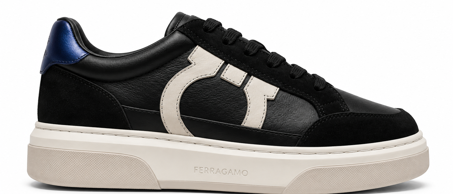 Salvatore Ferragamo Gancini Panelled Leather Sneaker