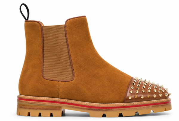 Christian Louboutin Melon Spikes Chelsea Brown Boots