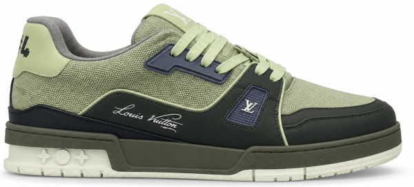 Louis Vuitton LV Trainer Grey Blue Textile Leather UA Quality