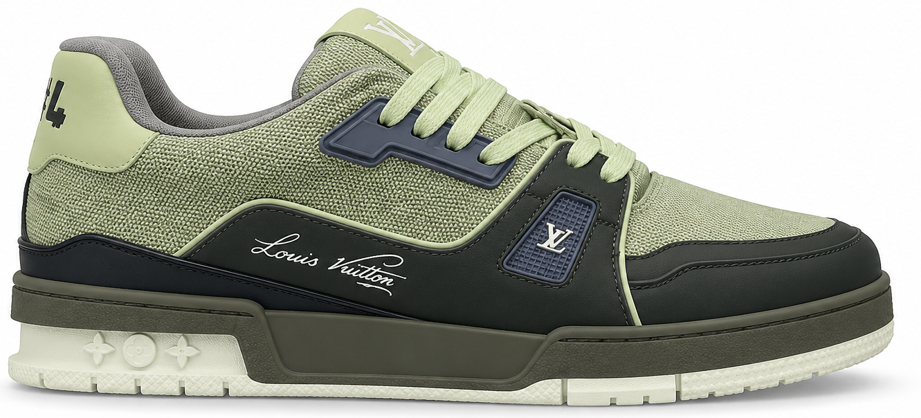 Louis Vuitton LV Trainer Grey Blue Textile Leather UA Quality