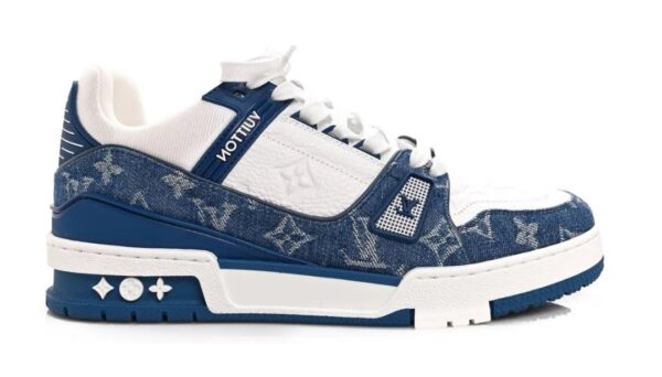 Louis Vuitton LV Trainer White Blue Denim With All Accessories