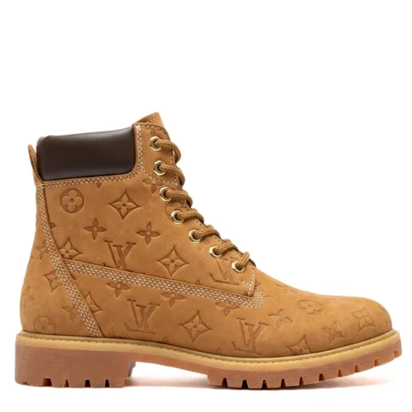 Louis Vuitton x Timberland Ankle Boots Wheat Monogram Embossed Leather