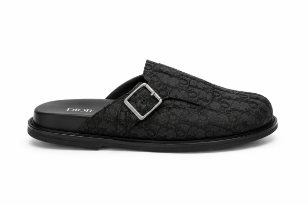 Mule Dior Aqua Toile jacquard Oblique Noir