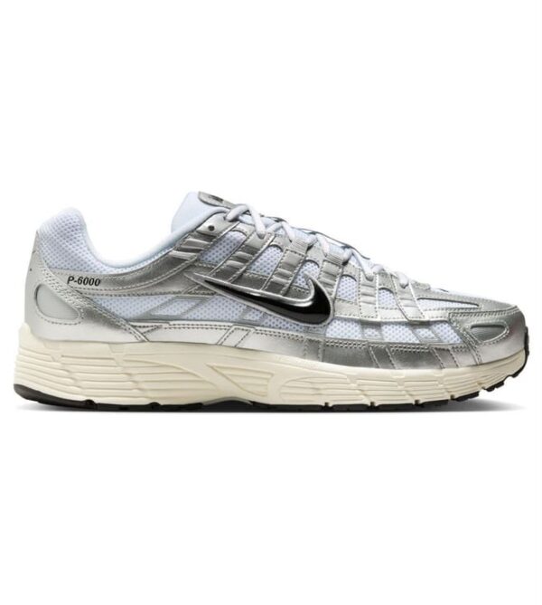 Nike P-6000 White & Black Metallic Silver