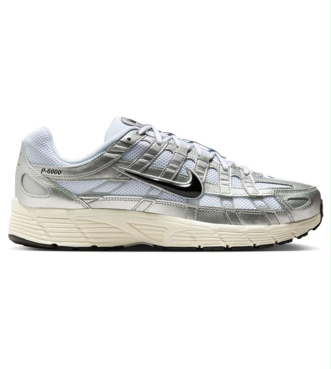 Nike P-6000 White & Black Metallic Silver