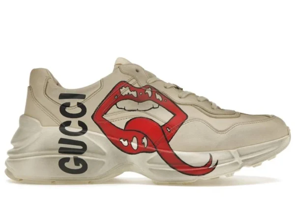 Gucci Rhyton Leather Sneakers with Lip Print