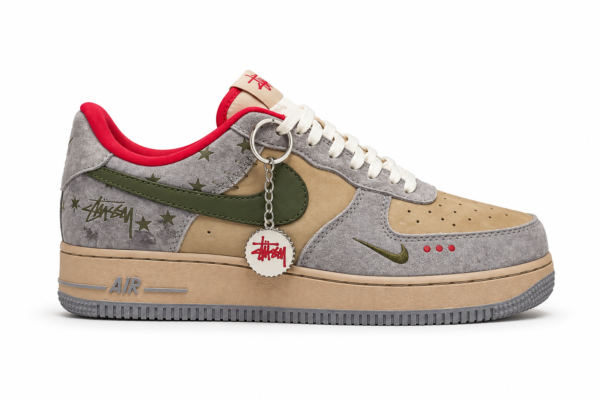 NIKE AIRFORCE 1 X STUSSY- GREY RED