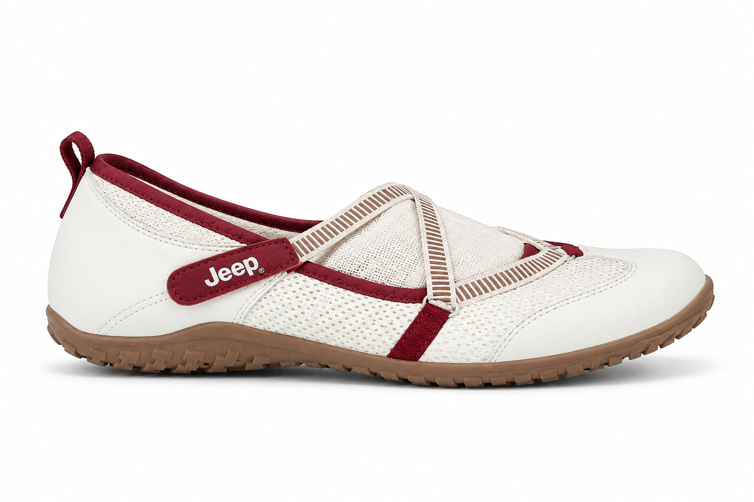 Jeep Outdoor Shoes Womens Low Top Beige Crimson Red 7A Premium Edition